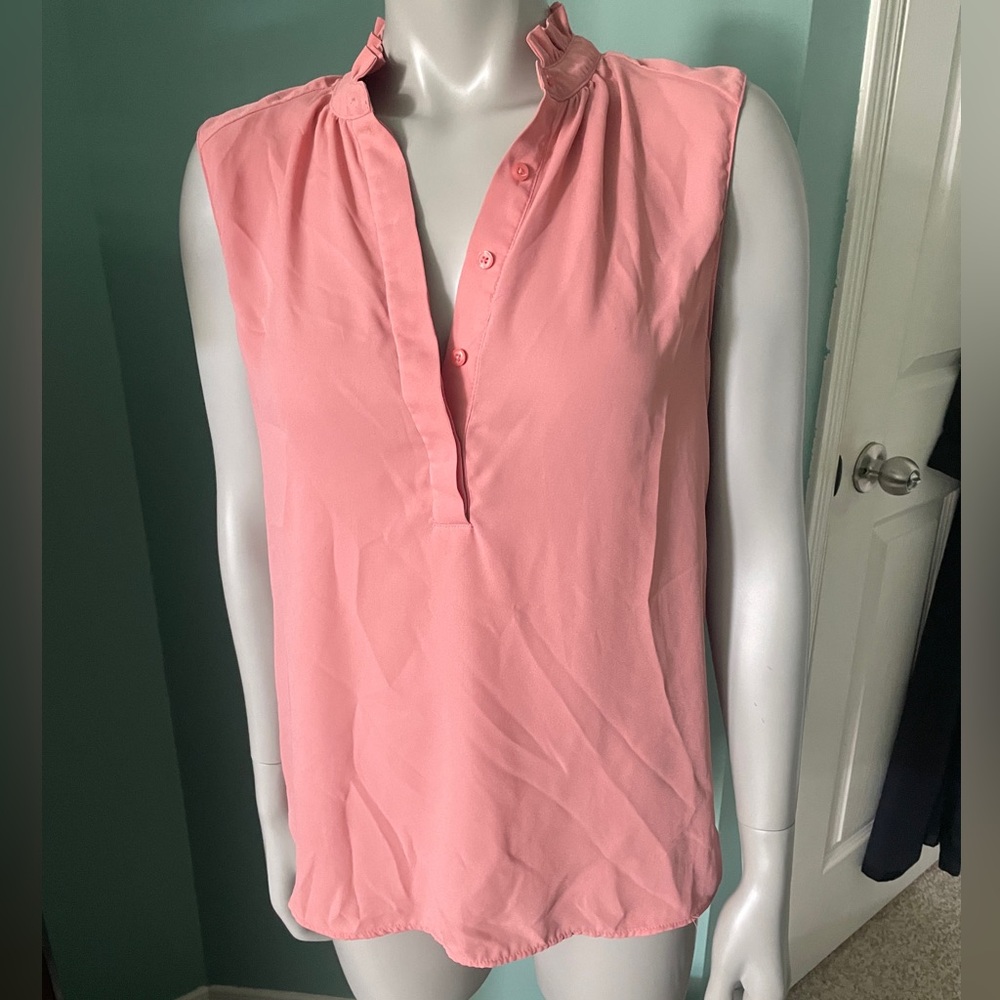 Blush Pink Ruffled collar Top size M